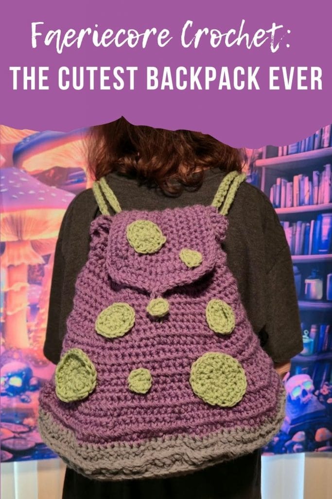 Purple Faerie Forager Backpack with green spots