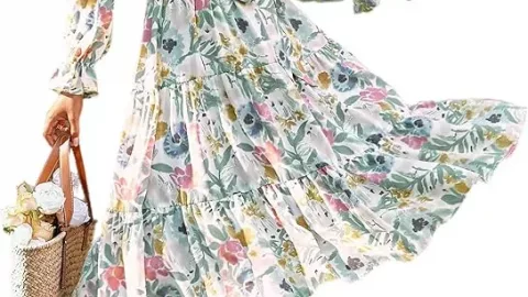 Square‑Neck Smocked Midi Dress