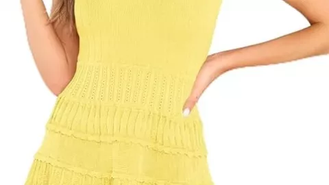 A soft, flowy tank‑style mini with a delicate crochet hem and a cheerful yellow hue. Playful, lightweight, and perfect for bright spring days with a book in hand.